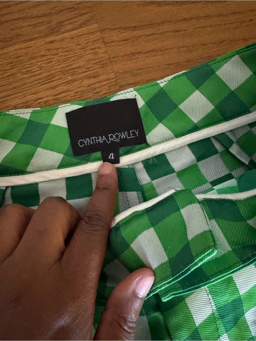 Cynthia Rowley Green and White Check Kids Pajama Bottoms